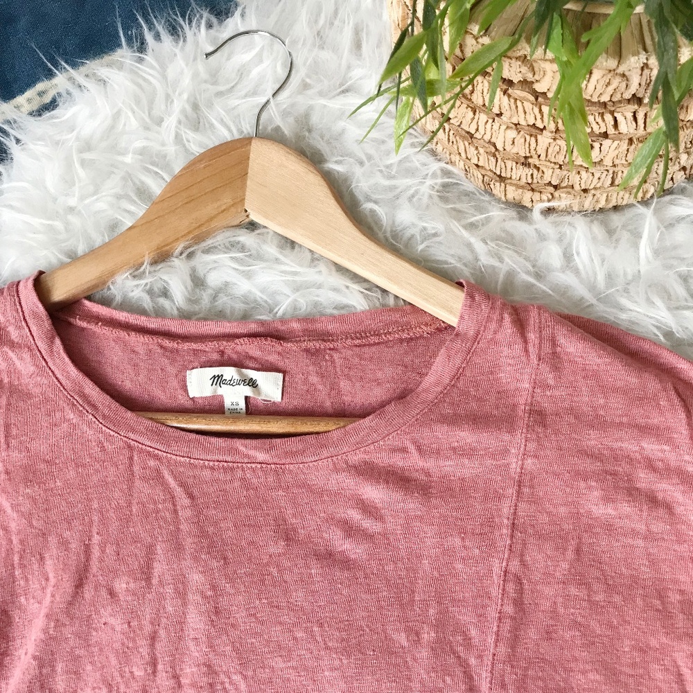 Madewell | Modern Linen Gather Peplum Drape Top - Picture 2 of 8